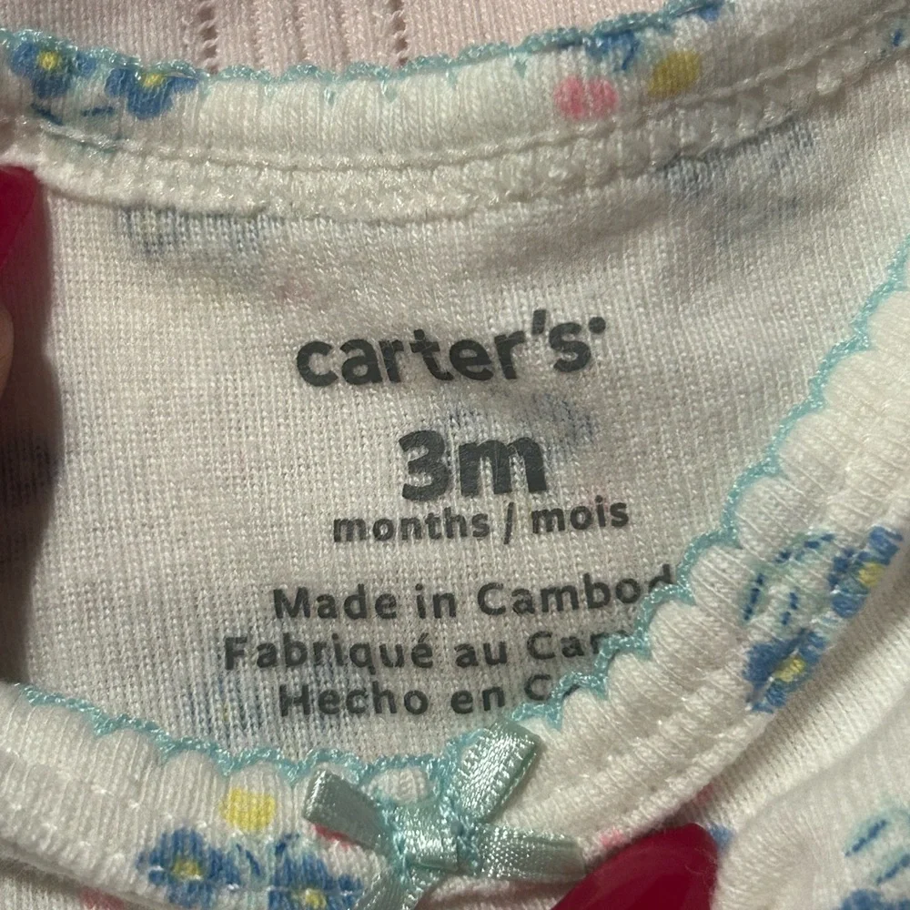 Bundle of 3 Gowns 2-Carter's & 1-Gerber Infant Baby Gown 0-3 months